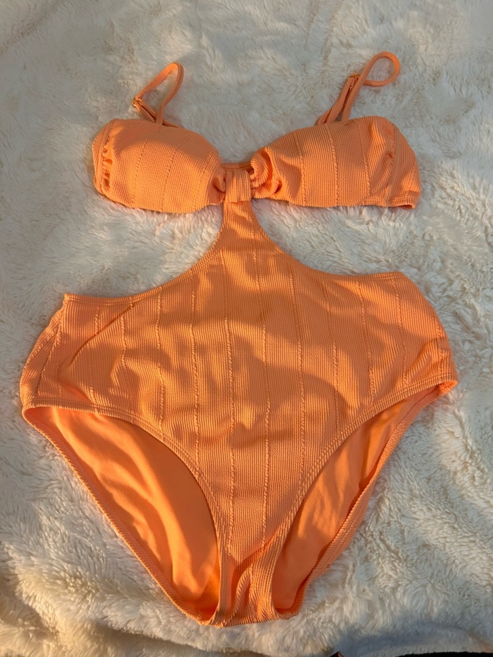 No Boundaries Popcorn Cut Out One Piece Swimsuit Orange XL